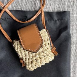 Newest Mini Straw Plaited Crossbody Bags for Penny Lipsticks Headphones Brand Messenger Shoulder Bag 062302