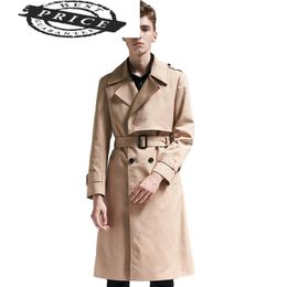 Men's Trench Coats Coat S-7XL Men Long Gabardina Hombre Classic British Windbreaker Double Breasted Solid Beige Wind 29626-6