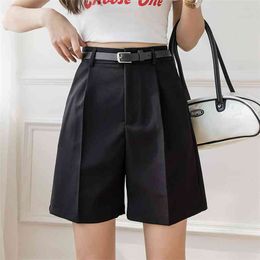 Summer Shorts Female High waist Fashion Korean Women Wide Leg Slim Suit Short Pants 210507