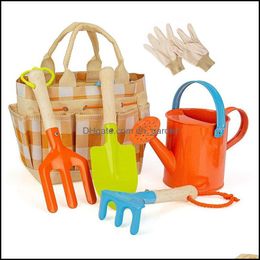 kids gardening sets UK - Storage Bags Home & Organization Housekee Garden Children Gardening Tools Set 5 Pcs Kids Tool Toys Including Watering Can Shovel Rake Trowel
