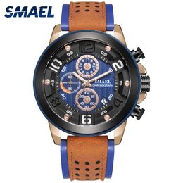 Smael New Business Watch Men Automatic Date and Luminous Pointer Clock Male Waterproof Sl-9083watch Top Brand Relogio Masculino Q0524
