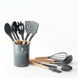 Silicone Kitchenware Set Non-stick Cooking Tools Heat-resistant Design Utensil Cookware with Storage Box Kitchen Tool 210423