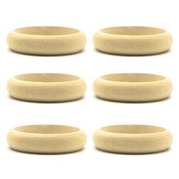 Bangle 6 Pieces Unfinished Wood Bangles Bracelet Natural Round Wooden Ring For Art & Craft Project DIY Jewellery Making