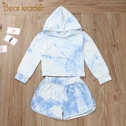 Bear Leader Girls Fashion Clothing Sets Autumn Long Sleeve Hooded Top and Short Pants Outfit Kids Clothes Children Suit 2-6Y 210708