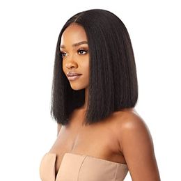 DIVA1 Pre Plucked HD Transparent Lace Front Wig straight full frontal wigs BOB blunt cut 12" brazilian remy hair 150% density