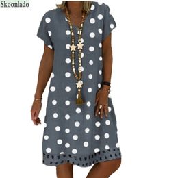 plus size 5xl DOT cotton linen women dresses casual loose lady dress summer clothes original brand design 220314