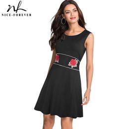 Nice-forever Summer Women Fashion Pure Black Color Shortest Dresses Casual Straight Oversized Shift Dress btyT031 210419