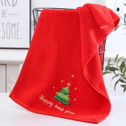 Christmas Face Towel Red Santa Claus Cotton Towel New Year Gift Home Bathroom Washing Hand Towel
