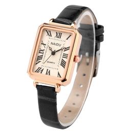 Wristwatches 2021 Women Watch Square Roman Numerals Dial Girls Watches Ladies Leather Bracelet Quartz Wristwatch Female Clock Zegarek Damski