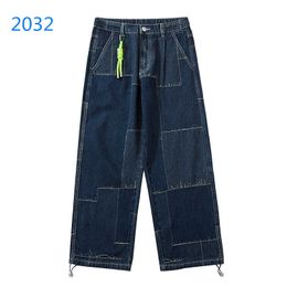 Fashion Mens Vintage Washed Jeans Hip Hop Cartoon Printed Loose Fit Denim Pants Harajuku Urban Style Dad Jean Trousers Male Y0927