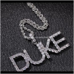 & Pendants Jewelry Drop Delivery 2021 Custom Name Iced Out Letter Necklace Mens Hip Hop Gold Sier Womens Letters Pendant Necklaces Jewerly Jl
