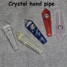 Crystal Smoking Pipe Quartz Tobacco Pipes Pink Purple Hand Carved oil burner on sale