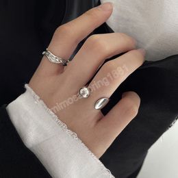 Irregular Texture Ball Open Rings Geometric Mental Couple Ring for Women Vintage Adjustable Jewelry Gifts