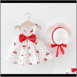 Clothing Baby, Kids & Maternitytoddler For Girls Sleeveless Cherry Princess Dresses Bow Hat Outfits 1St Birthday Dress Bebek Elbise Baby Gir