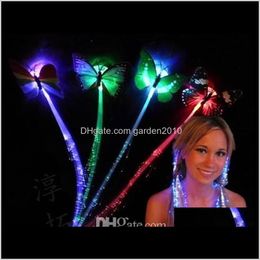 Clips Barrettes With Butterfly Colourful Luminous Braid Fibre Optic Silk Hair Clip Wholesale Led Lights Flash Hairpin Bar Nzljp Rdfvj