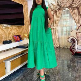 Women Loose Long Dress Sleeveless Summer Plus Size Ladies African Fashion Female Gowns Robes Green Rose Red White Oversized 210416