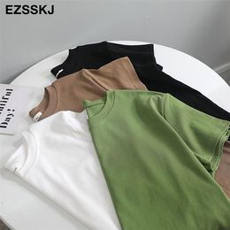 casual 95% Cotton Basic T Shirt Women Summer O-neck Short Sleeve sexy shirt Plus Size 3XL solid Colour slim ee top Female 210623