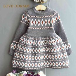 LOVE DD&MM Girls Casual Dresses Geometry Long Sleeve Clothing Party Outfits Kids Preppy Costumes Vestido Princess Dress 210715