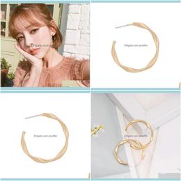Charm Jewelrygeometric S925 Sier Needle Female Matte Gold Wavy Circle Net Red Tiaodi Earrings B852 Drop Delivery 2021 Hxwu7