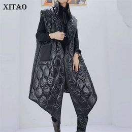 XITAO Print Pattern Vest Women Fashion Pocket Goddess Fan Single Breast Autumn Letter Sleeveless Minority GWJ1269 211220