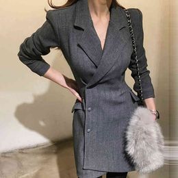 Spring Long Sleeve Suits Outwear Notched Neck Ladies Office Blazer Coats Korea Style Slim Black Jacket QX172 210510