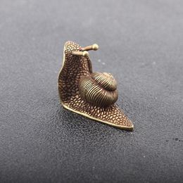 NEWRetro Pure Copper Mini Snail Statue Ornaments Desk Antique Brass Tea Pet Collection Home Decorations EWF7746