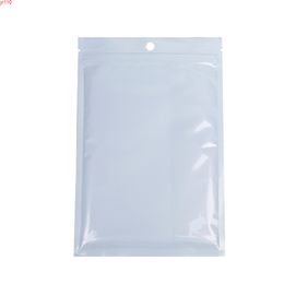 14x20cm (5.5x7.75") White/Clear Valve Zipper Plastic Packaging Poly Bag, flat Ziplock clear Retail plastic bag With Hang Holegoods