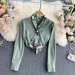 Spring Ladies Blouse Female Elegant Printed Silk Scarf Collar Blusa Temperament All-match French Shirt GK531 210507