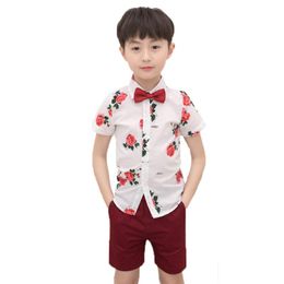 Clothing Sets School Boys Summer Hawaii Beach Sport Set Kids Hip-hop Dance Shirt+Shorts Tracksuit Children Birthday Party Clothes