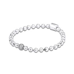 Round Beads & Pave Stones 925 Sterling Silver Women 2019 Jewellery Fashion Charms Bracelets