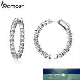 BAMOER Classic New Silver Colour Round Circle Luminous Cubic Zirconia Stud Earrings for Women Hyperbole Earrings Jewellery YIE138 Factory price expert design Quality