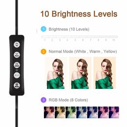 Lighting 8" 10'' RGB Ring Light With Phone Tripod Stand Kit Camera Photography Video Recording Selfie LED Holder