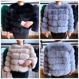 style real fur coat 100% natural female winter warm leather high quality vest 211122
