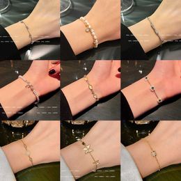 Korean version of retro temperament pearl bracelet female ins niche design titanium steel bracelet simple cold wind hand Jewellery G1026