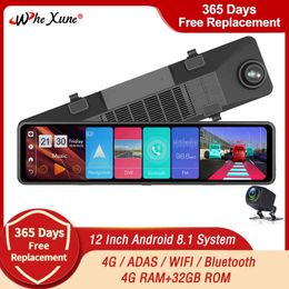 12 Inch 4G Android Rearview Mirror Car DVR Full HD 1080P GPS WIFI ADAS Dash Cam Dual Lens Recorder Auto Camera Registrar DVRs