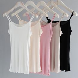 50% Pure Silk Camisoles for women Camis halter tops singlet sexy femme underwear lingerie undershirt ladies tank tops summer 210616