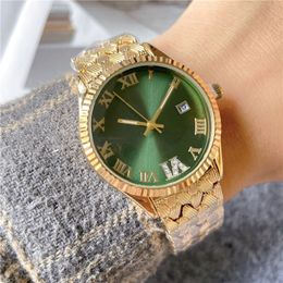 Brand Watches Women Girl Beautiful Big Roman Numerals Style Metal Steel Band Quartz Wrist Watch X208