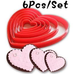 6Pcs Heart Cookie Biscuit Fondant Cake Cutter Decor Tools Mould Sugar Crafts Set Plastic Cookie Cutter