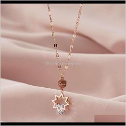 Necklaces & Pendants Jewellery Drop Delivery 2021 Zircon Pendant Sunflower Star Clip Diamond Titanium Steel Necklace Womens Clavicle Chain Fash