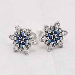 Original Crystalized Snowflake Crystal Stud 925 Sterling Silver Earrings For Women Wedding Gift Europe Birthday Jewelry