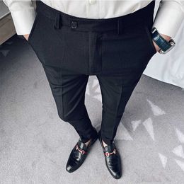 Classic Black Gray Business Dress Pants Men Wedding Social Suit Pants for Men Casual Slim Streetwear Trousers Pantalon Homme 210527
