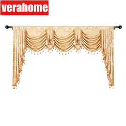 European valance Royal pelmet Luxury Jacquard window blackout canopy Curtain for Living room bedroom 210712