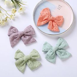 9.5*6.5 CM Fashion Embroidered Bows Bangs Hairpins Cute Handmade Bowknot Baby Girls Hair Clips Infant Headwear DIY Styling Tools