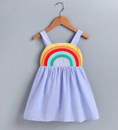 Rainbow Baby Girl Dress Summer Cotton Sleeveless Holiday Casual es Clothes 1-5Y E20038 210610