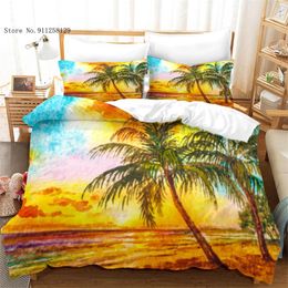 Bedding Sets 2/3 Pieces Sandy Beach Set Plants Ocean Landscape Duvet Cover Beautiful Scenery Bed Quilt Home