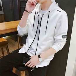 Korea Style White Sweatshirts Men Hoodies Argyle Hoodies Dress Hooded Homme Zipper Streetwear Hip Hop Clothing Male OverSize 4XL 210715