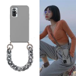 Crossbody Lanyard Necklace Marble Chain Cases For Xiaomi Redmi Note 10 9Pro 10S POCO F3 X3 Pro NFC 10 11 Lite Soft Cover