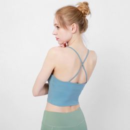 Sports Underwear Beautiful Back Yoga Vest Bra Thin Belt Chest Pad Summer Double Shoulder Strap Breathable Crop Tops Outfit