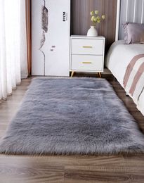Grey bedroom carpet fur soft fluffy for living room modern shaggy floor White red black mat customizable 210626