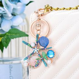 Keychains Cute Enamel Starfish Shell Pearl Women's Bag Clothes Hanging Keyring Pendants Trinket Men's Car Keychain Decor Jewelry Gift